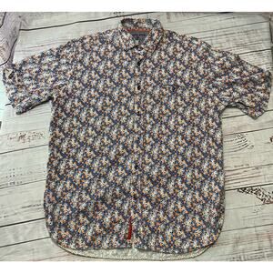 Visconti Black Shirt Mens M Geometric Short Sleeve Button Up Preppy Lightweight